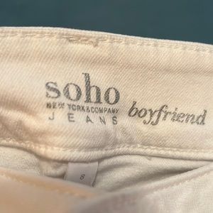 Soho New York & Co boyfriend white jeans with blue jean cuff